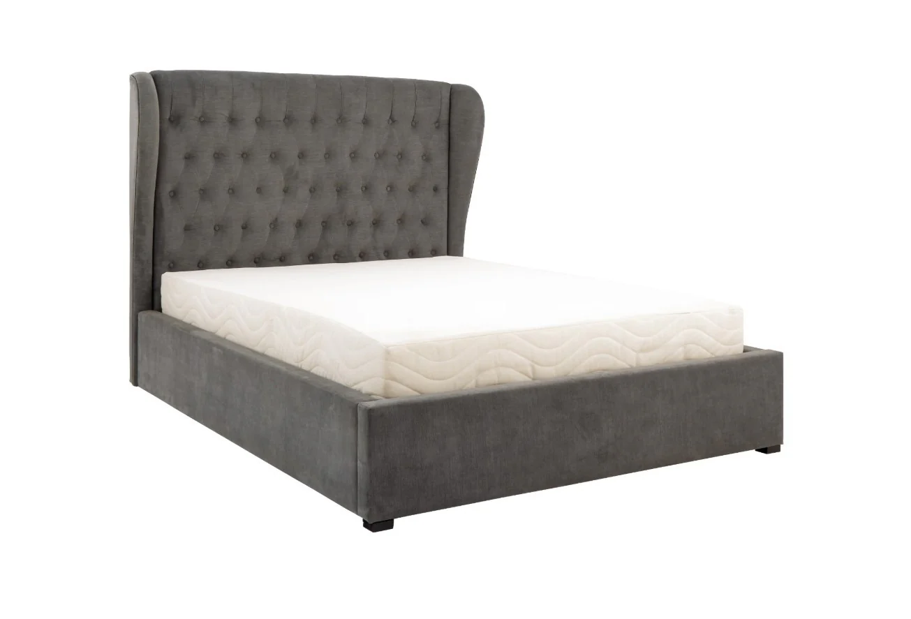 Dakota King Ottoman Bed Grace Pewter Chenille Upholstered Storage - Image 8