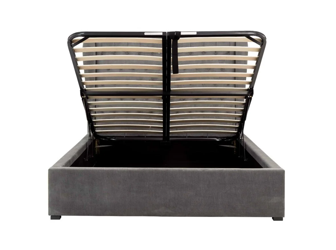 Dakota King Ottoman Bed Grace Pewter Chenille Upholstered Storage - Image 9