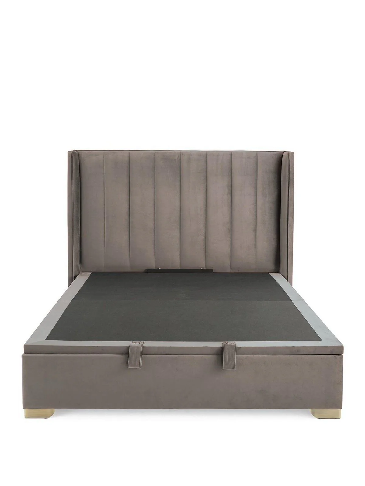 Dakota Velvet Lift Up Storage Ottoman Double Bed Frame Grey - Image 3