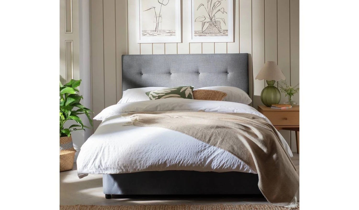 Dalham Fabric Kingsize Headboard Grey Stylish Comfortable Bed Decor for Any Room - Image 4