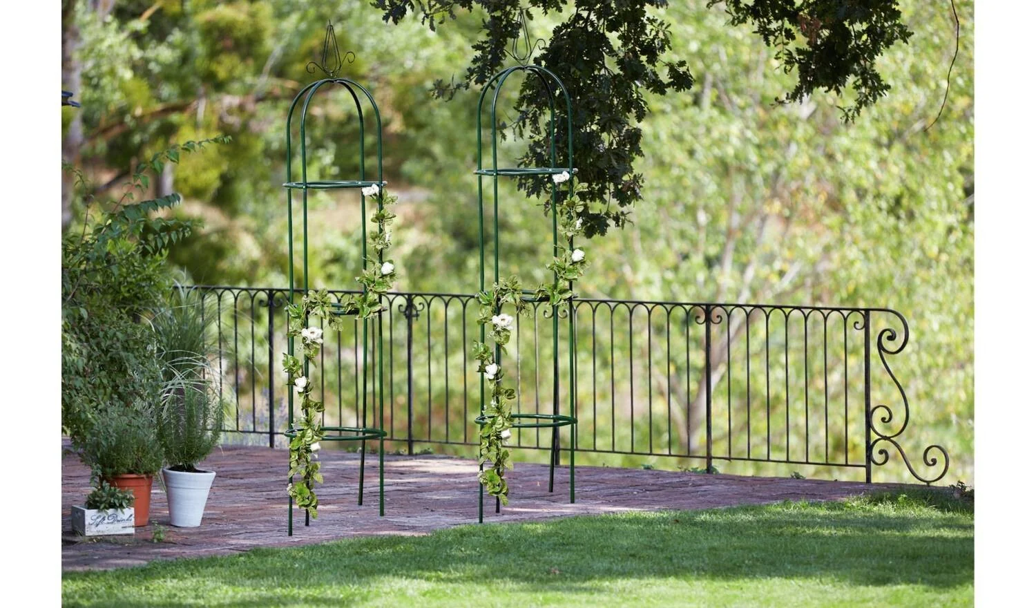 Decorative Obelisk Twin Pack Garden Plant Support Climbing Frame Metal - Image 2