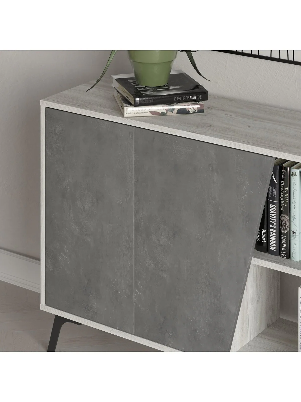 Decortie Fiona Large Sideboard White & Grey | 4 Doors | Hallway & Living Room - Image 3