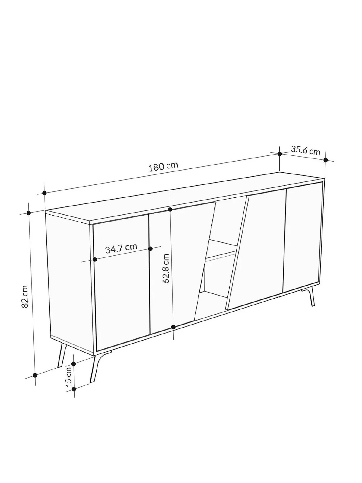 Decortie Fiona Large Sideboard White & Grey | 4 Doors | Hallway & Living Room - Image 4