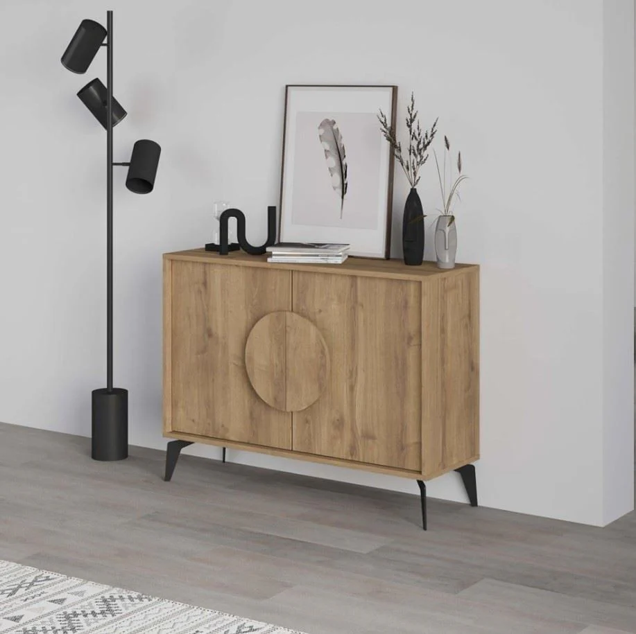 Decortie Gora 2 Door Dark Oak Effect Console Sideboard Modern Storage - Image 4
