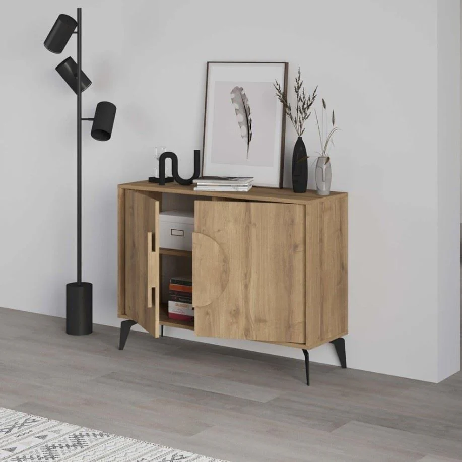Decortie Gora 2 Door Dark Oak Effect Console Sideboard Modern Storage - Image 5
