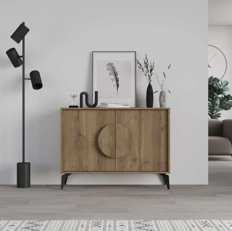 Decortie Gora 2 Door Dark Oak Effect Console Sideboard Modern Storage - Image 6