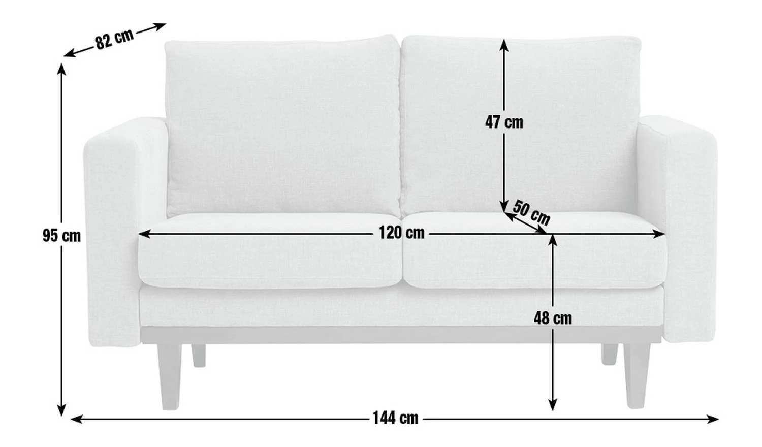 Della Fabric 2 Seater Sofa Natural Modern Living Room Furniture Comfort - Image 7