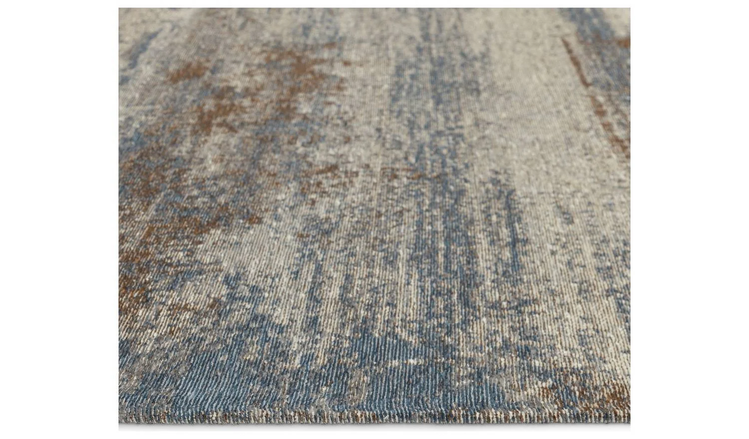 Distressed Abstract Blue Flatweave Rug 160x230cm Vintage Living Room Floor - Image 3