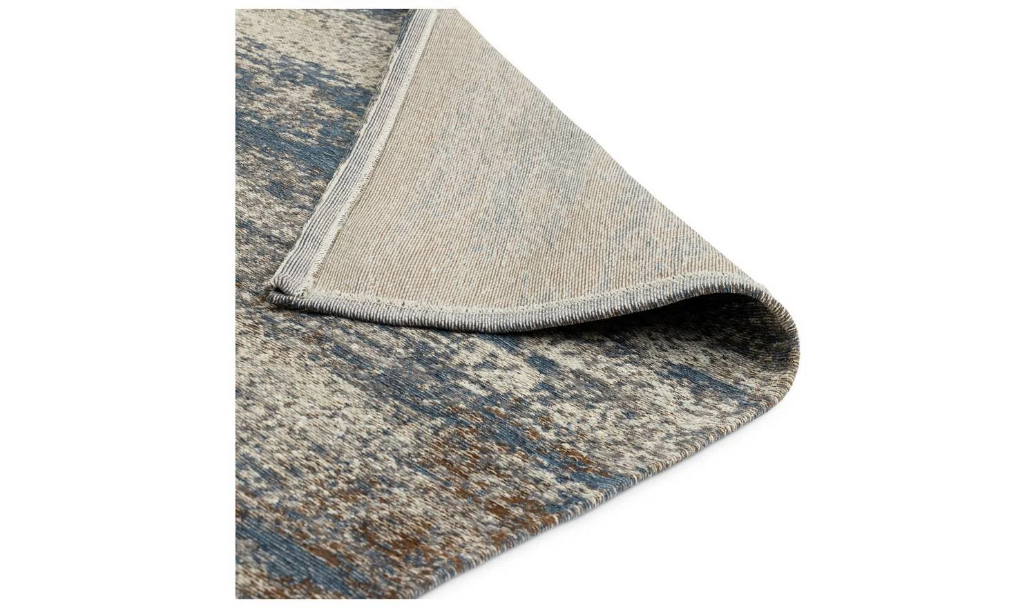 Distressed Abstract Blue Flatweave Rug 160x230cm Vintage Living Room Floor - Image 4