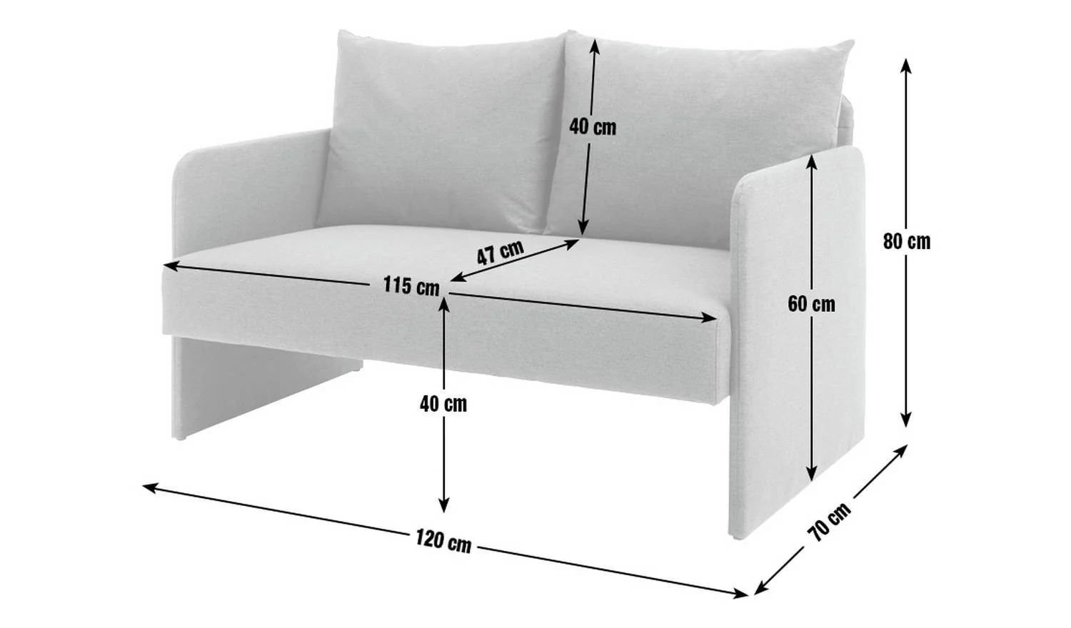 Dixon Fabric 2 Seater Sofa in a Box Blue & White Modern Living Room - Image 2