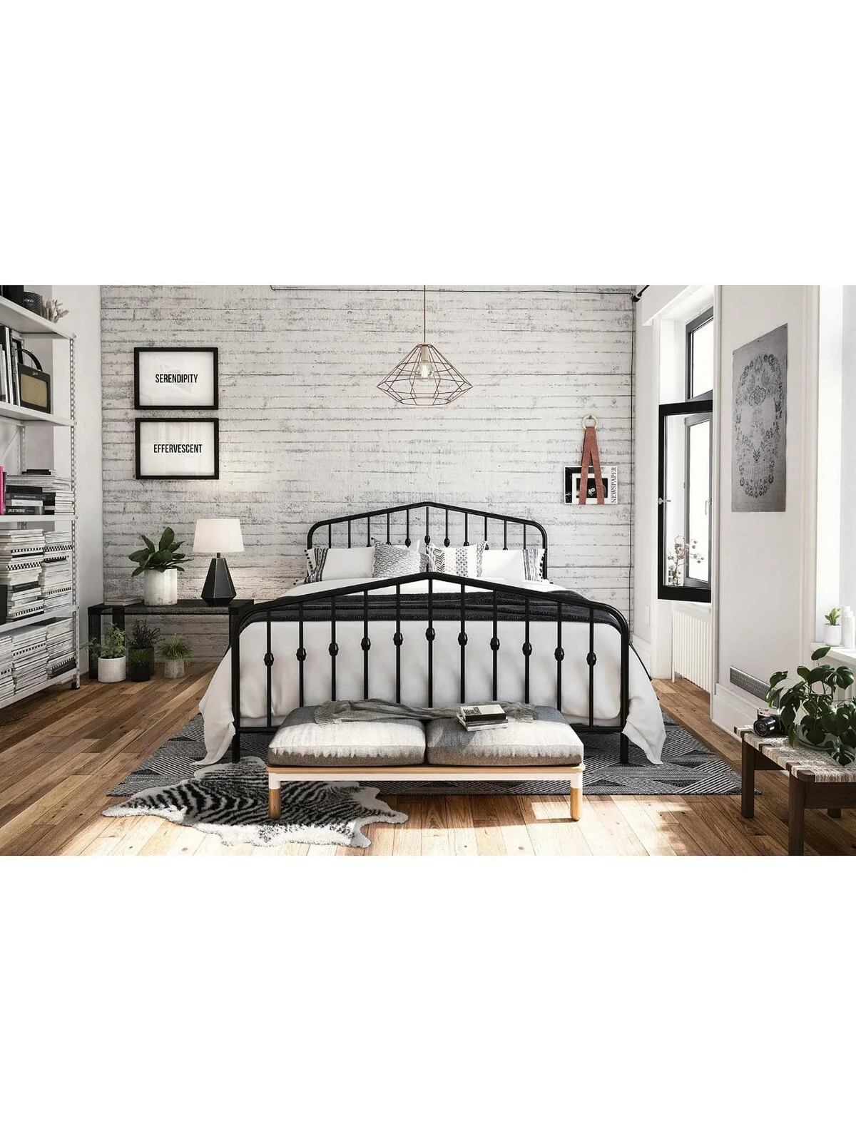 Dorel Home Bushwick Metal Double Bed Black Stylish and Strong Bed Frame - Image 6