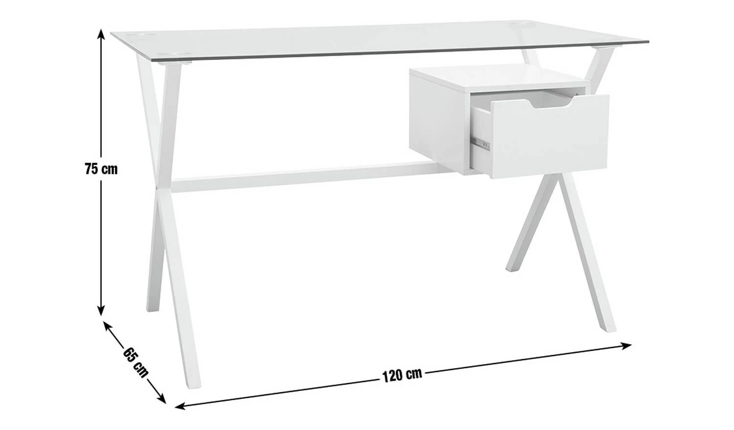 Dria 1 Drawer Office Desk White Modern Home Office Furniture Workspace - Image 6