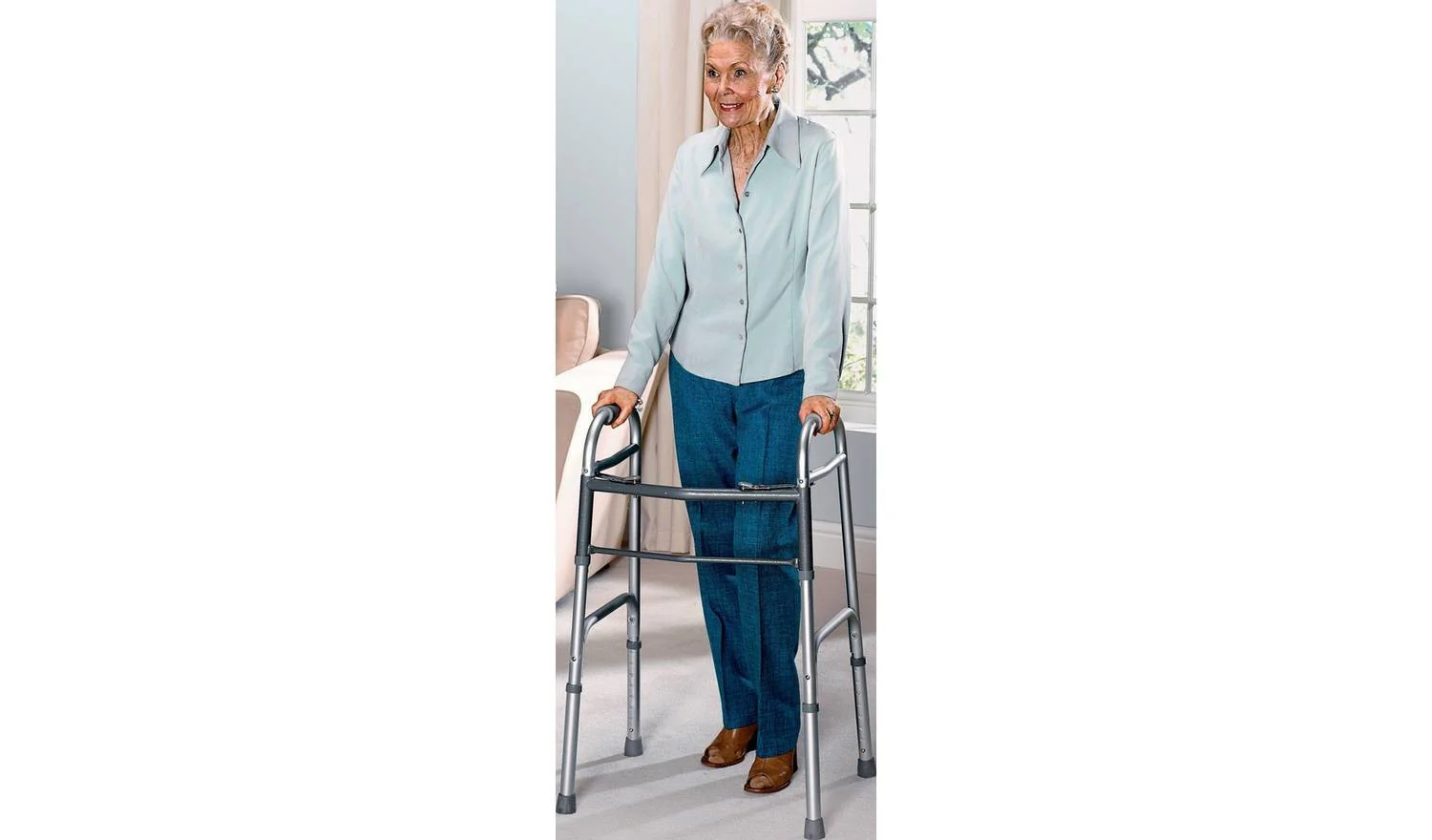 Drive Devilbiss Height Adjustable Folding Walking Frame Mobility Aid - Image 4