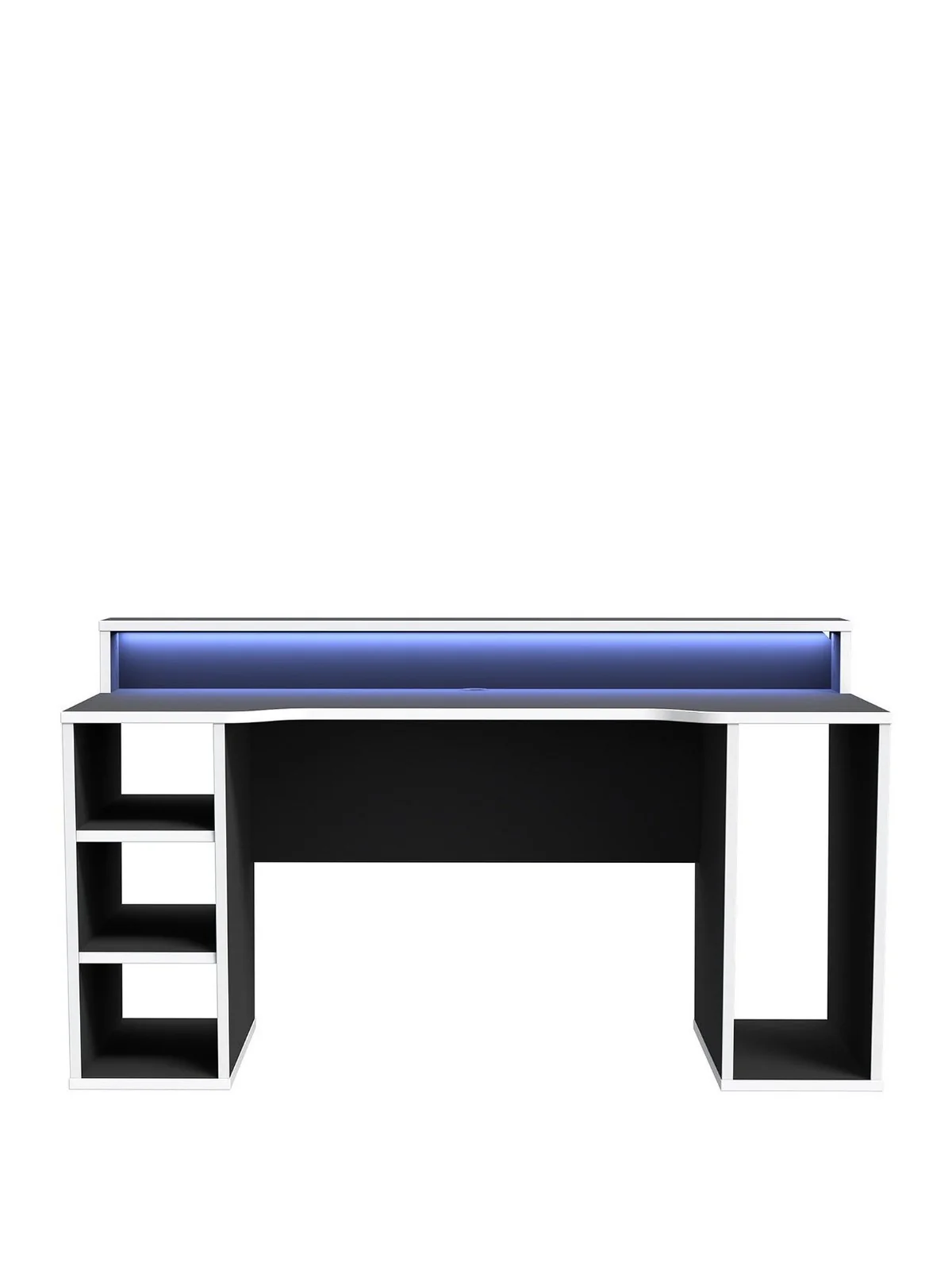 Dylan Gaming Desk with LED Lighting Black | 160cm Wide | Shelf | Modern Home - Image 2