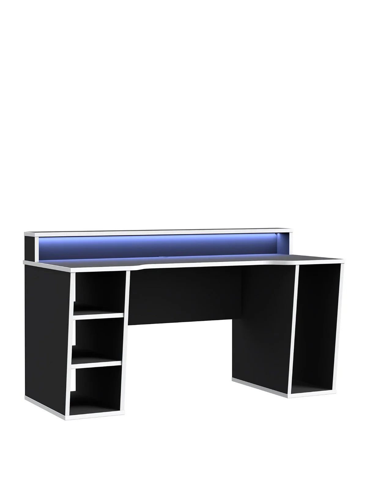 Dylan Gaming Desk with LED Lighting Black | 160cm Wide | Shelf | Modern Home - Image 3