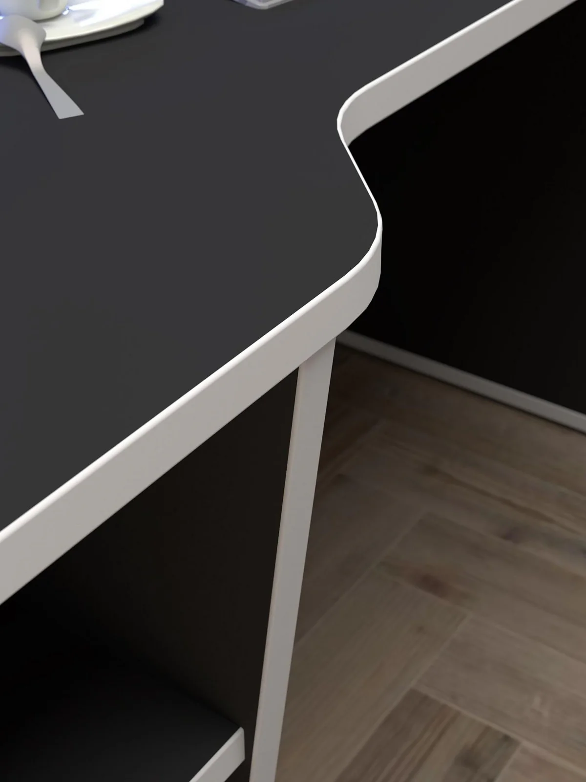 Dylan Gaming Desk with LED Lighting Black | 160cm Wide | Shelf | Modern Home - Image 4