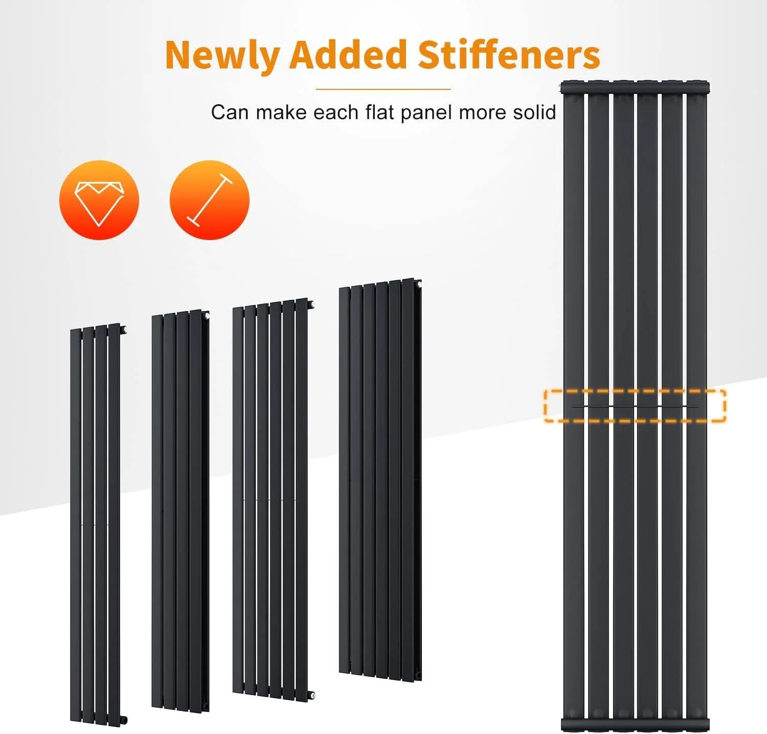 ELEGANT Black Vertical Designer Radiator 1800mm x 544mm | Flat Panel | Bathroom - Image 3