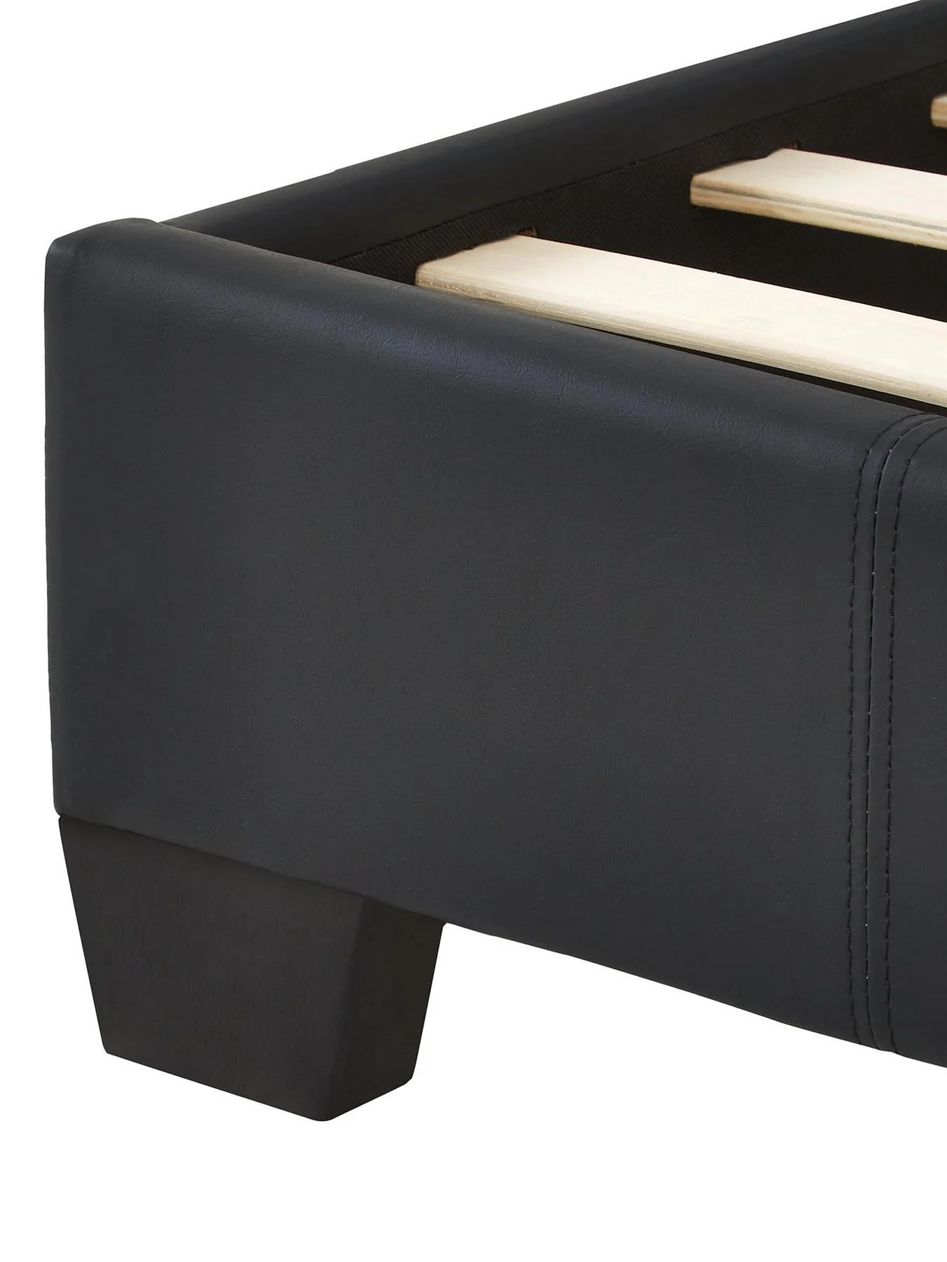 Ellis Faux Leather Single Bedframe Black Modern Upholstered Bed - Image 3