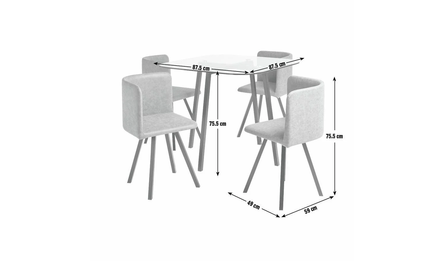 Elsie Black Dining Table & 4 Charcoal Chairs - Image 2