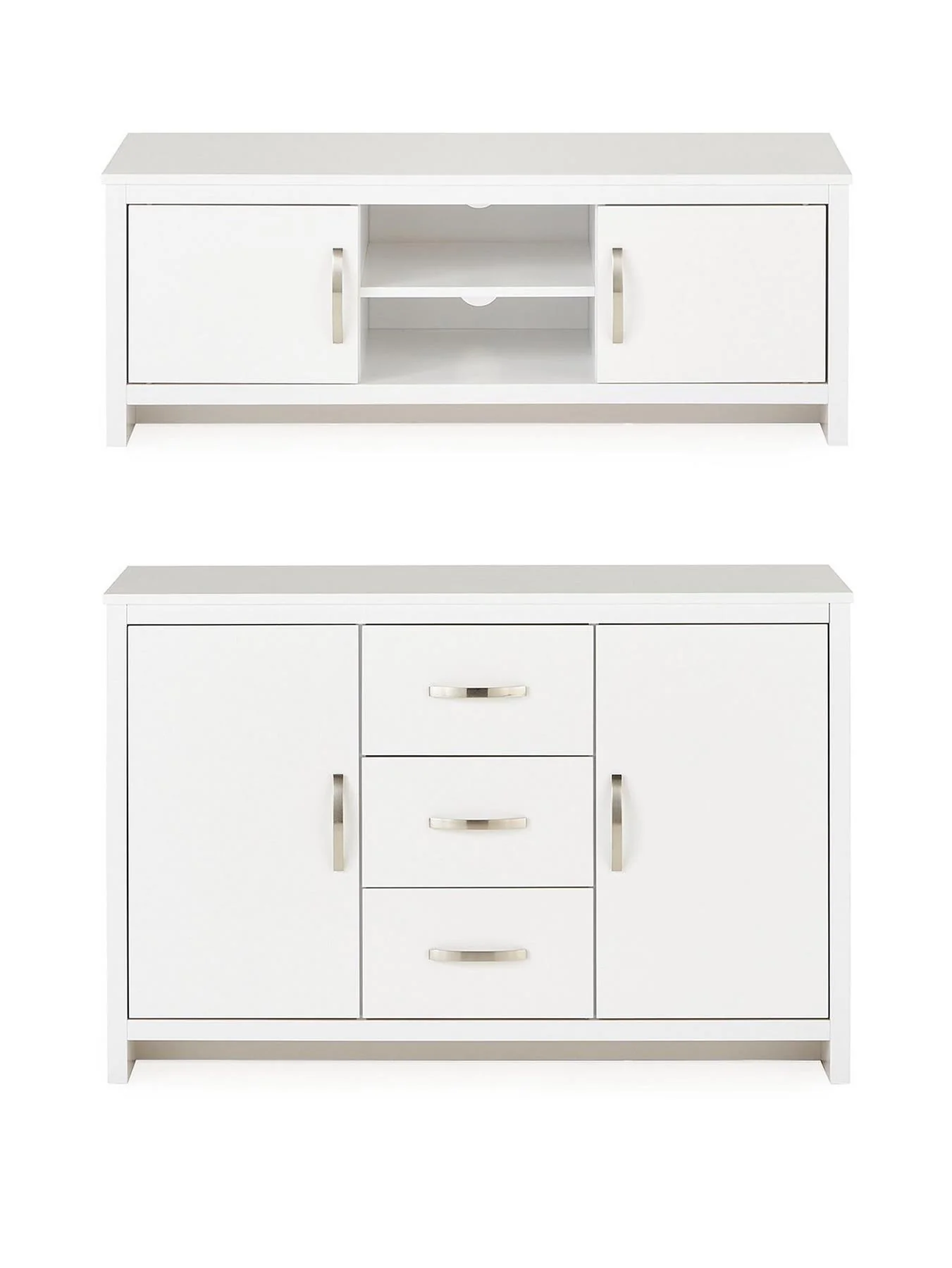 Ely 2 Piece Package 2 Door 3 Drawer Sideboard and TV Unit White Living Room - Image 2