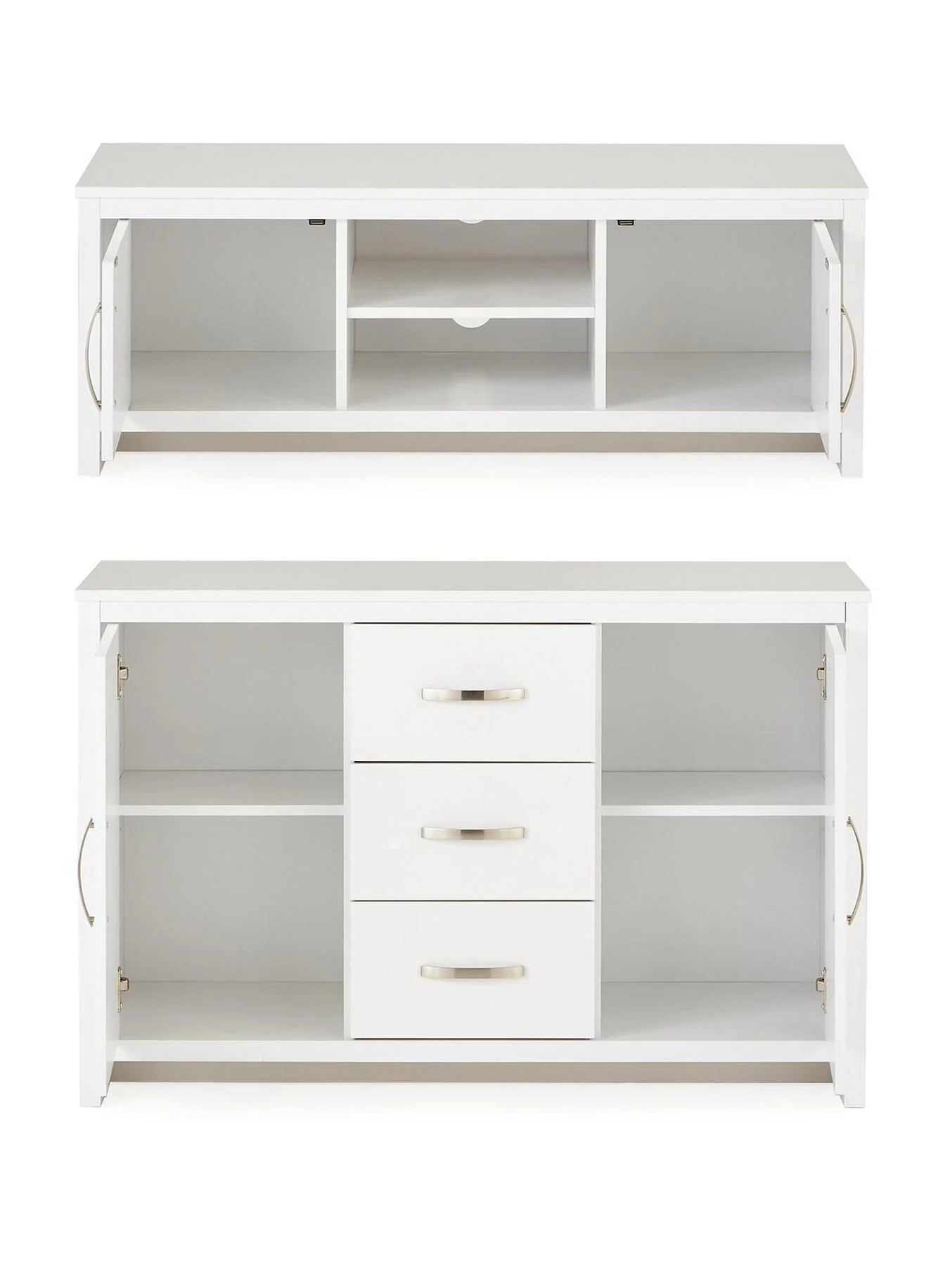 Ely 2 Piece Package 2 Door 3 Drawer Sideboard and TV Unit White Living Room - Image 5
