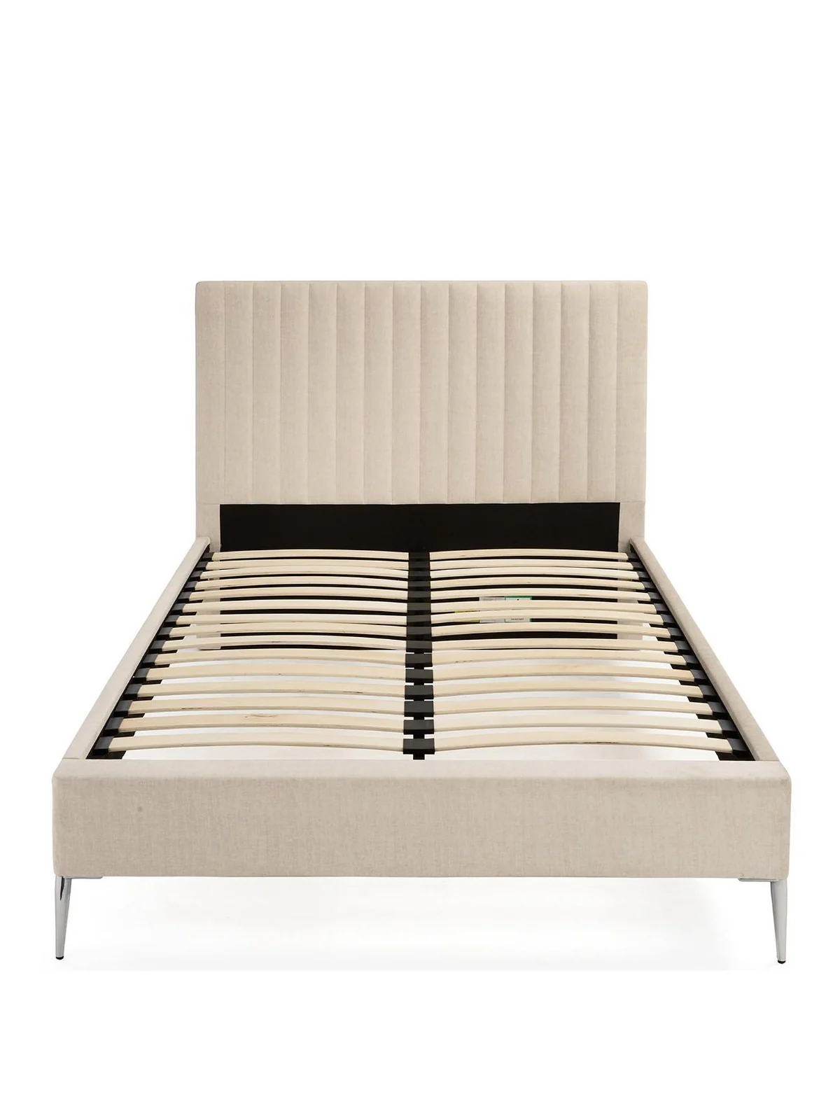 Emelia Double Bed Frame Cream | Upholstered Headboard | Sprung Slats - Image 2