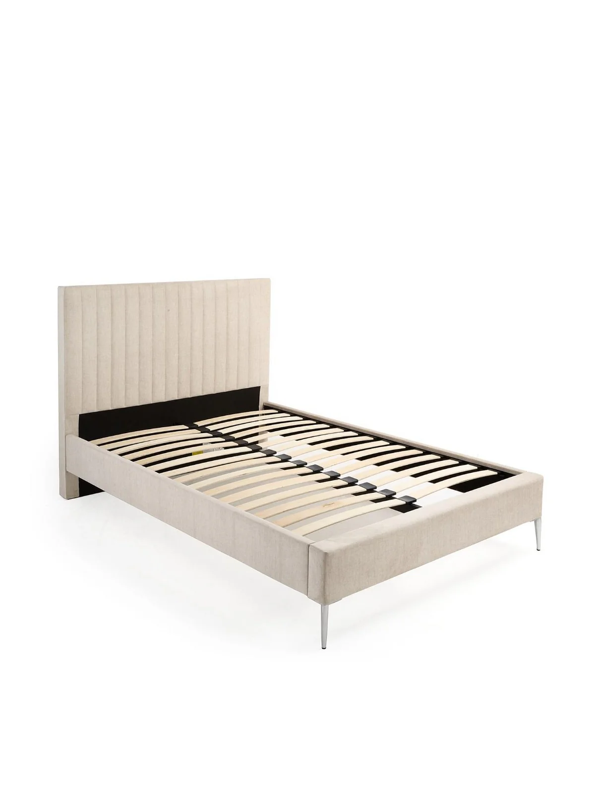 Emelia Double Bed Frame Cream | Upholstered Headboard | Sprung Slats - Image 3