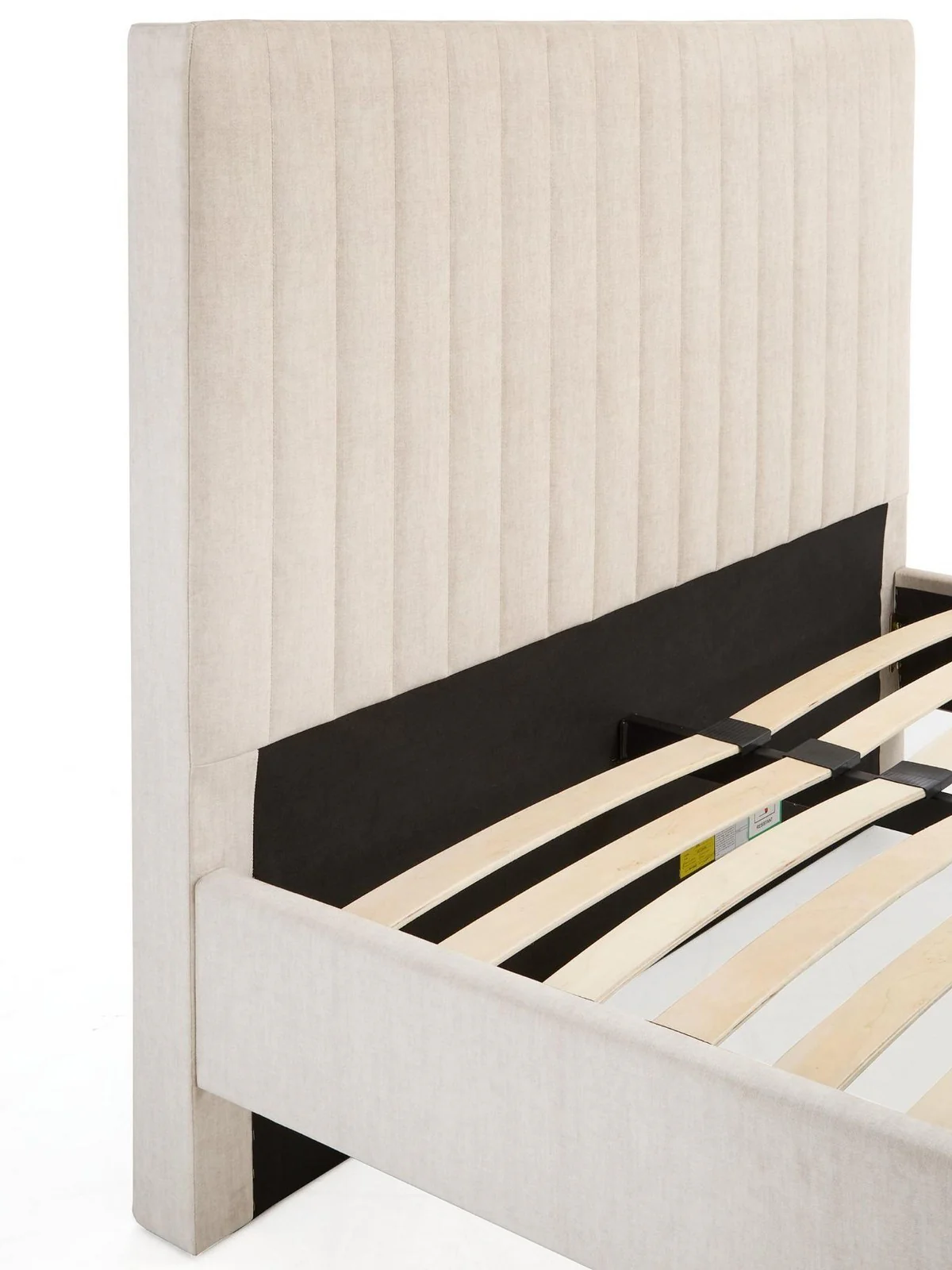 Emelia Double Bed Frame Cream | Upholstered Headboard | Sprung Slats - Image 4