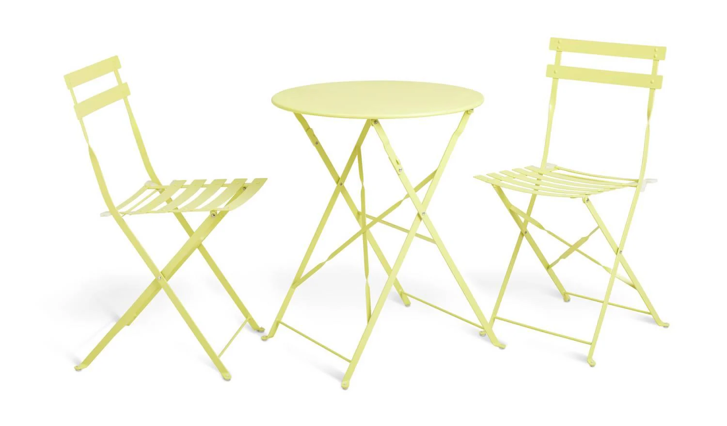 Eve 2 Seater Folding Metal Garden Bistro Set Yellow Patio Furniture - Image 2