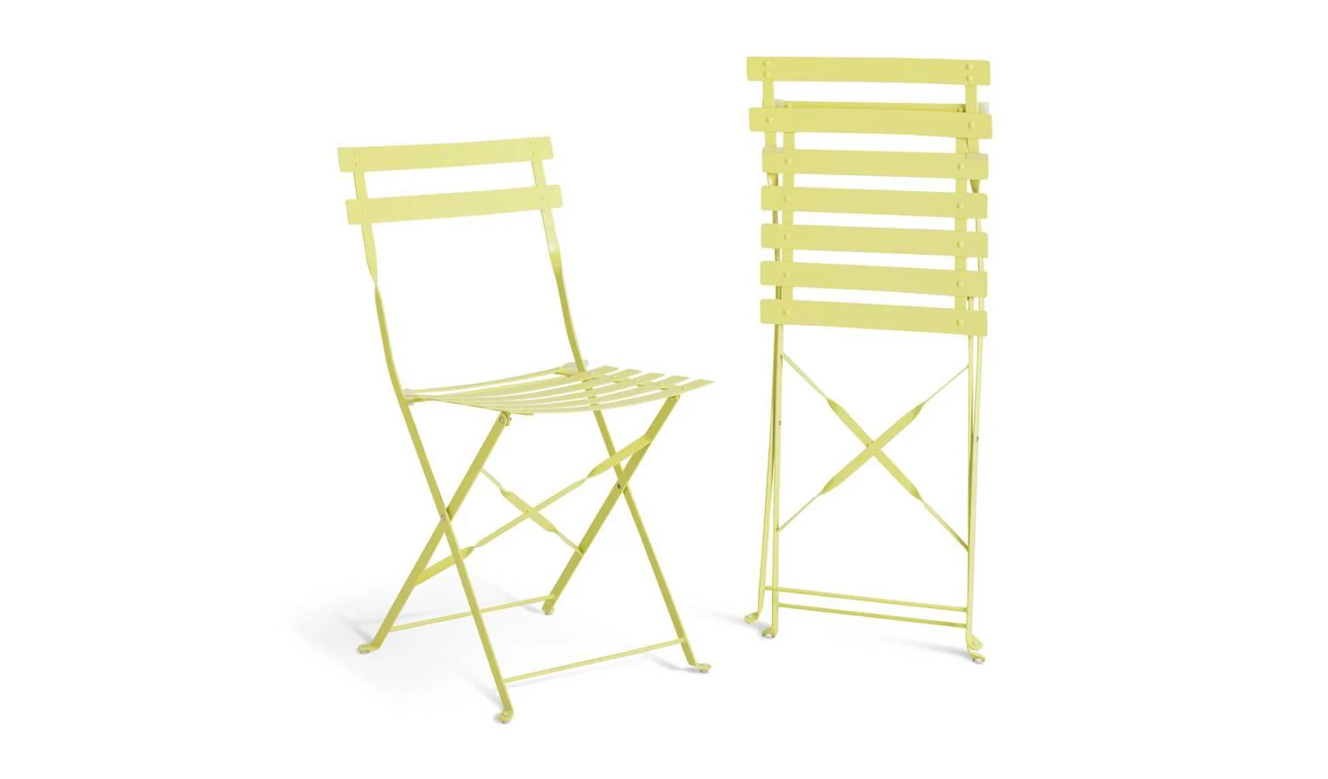 Eve 2 Seater Folding Metal Garden Bistro Set Yellow Patio Furniture - Image 6
