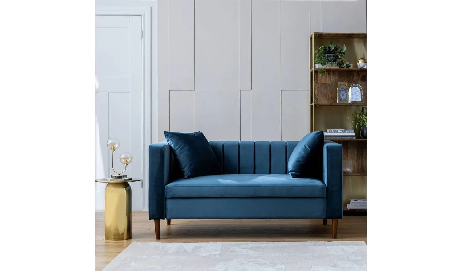 Everly Velvet 2 Seater Sofa - Blue - Image 3