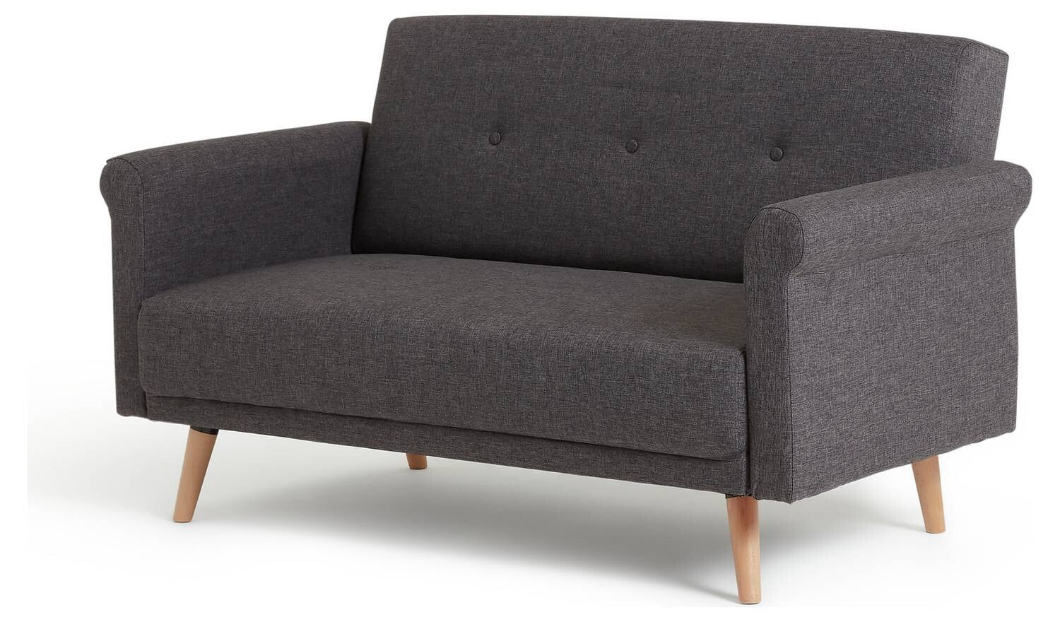 Evie Fabric 2 Seater Sofa in a Box Charcoal Compact Space Saving - Image 3