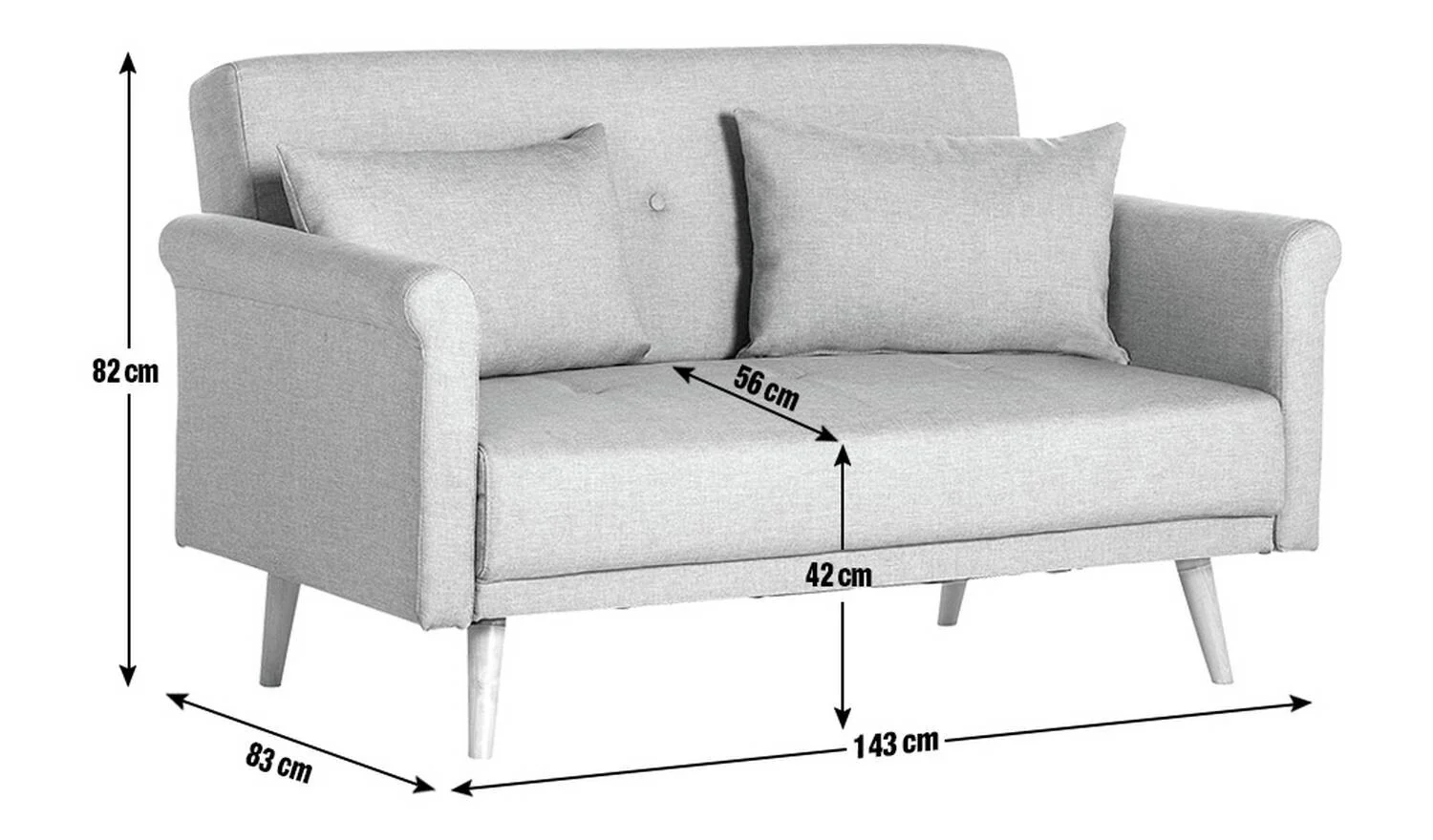 Evie Fabric 2 Seater Sofa in a Box Charcoal Compact Space Saving - Image 8