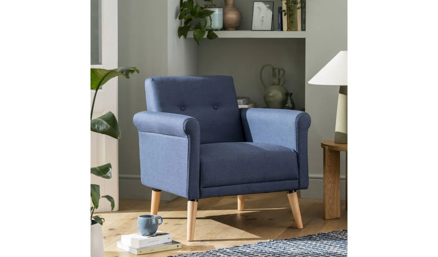 Evie Fabric Armchair in a Box - Navy - Image 4
