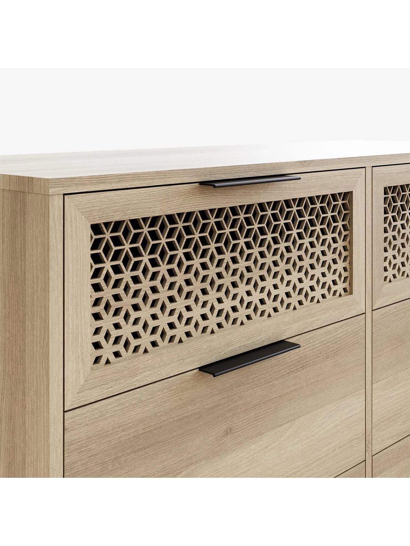 Ezra 3+3 Drawer Chest Oak Storage Organiser Bedroom Furniture - Image 6