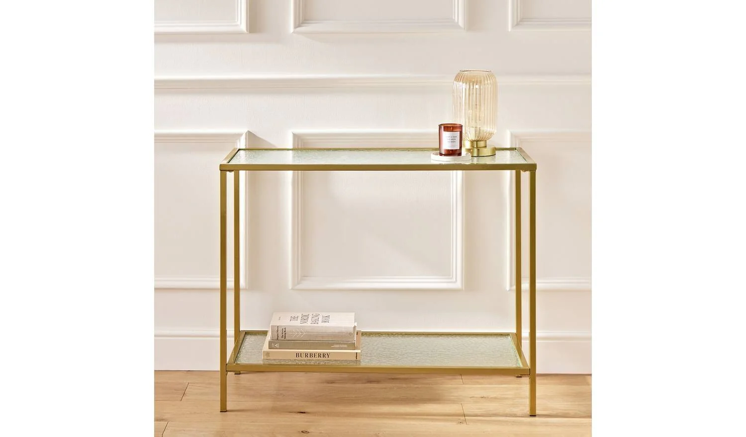 Ezra Console Table Gold Modern Hallway Entryway Furniture Storage - Image 3
