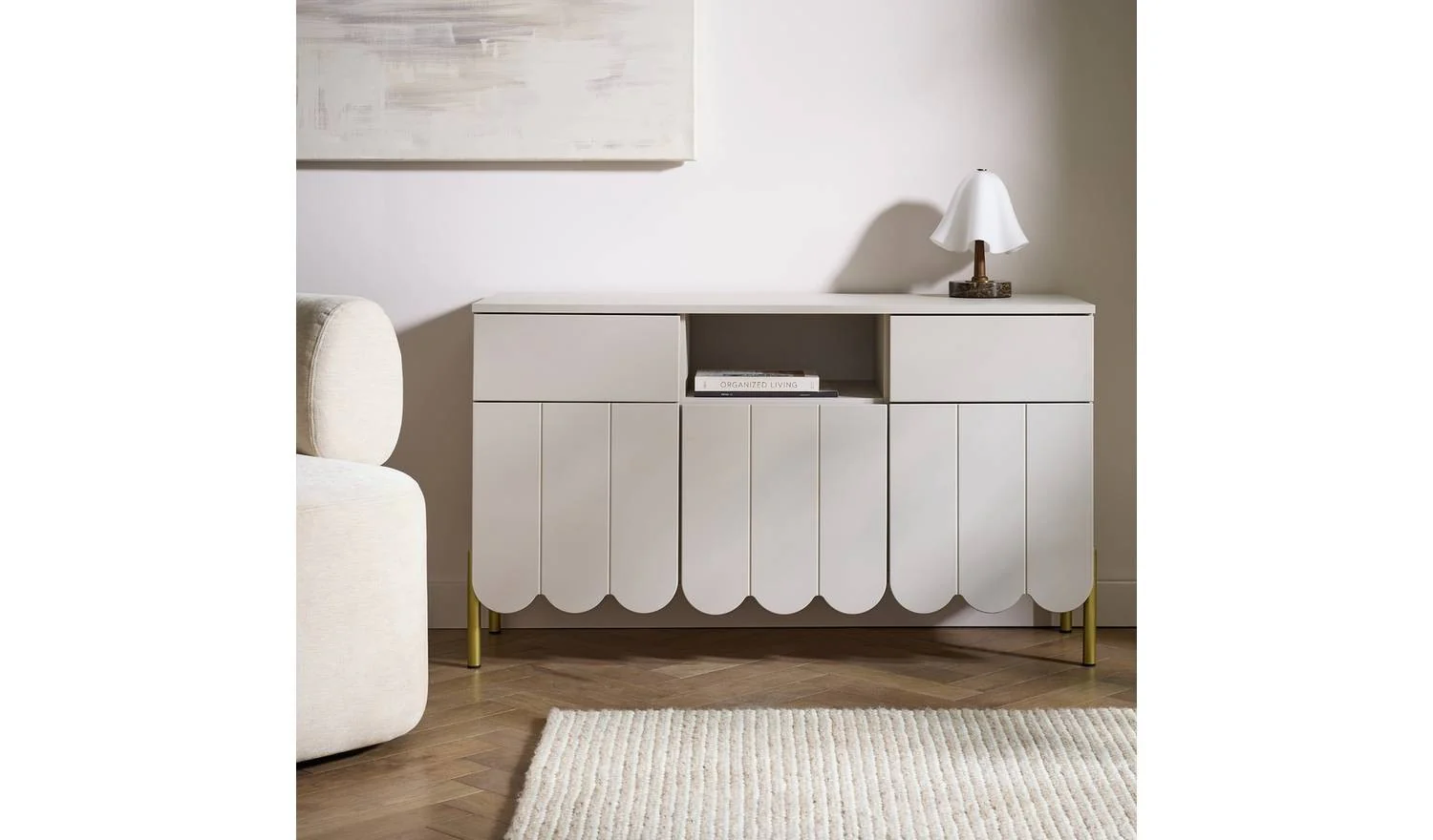 Fala 3 Door 2 Drawer Sideboard Natural Storage Cabinet Living Room - Image 3