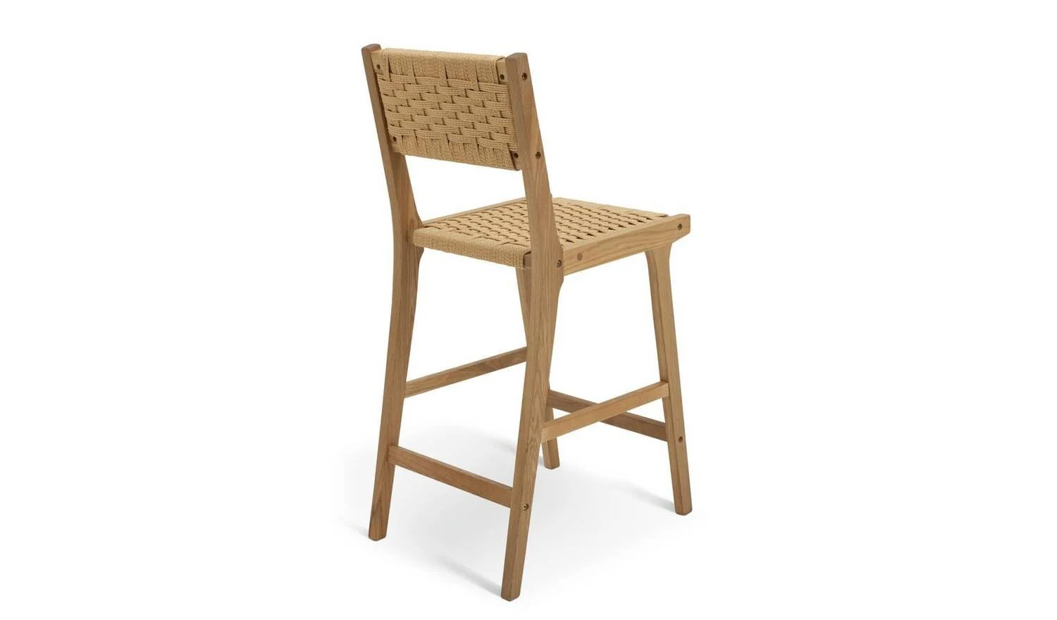 Faro Pair of Woven Oak Bar Stools Natural Durable Construction UK - Image 4