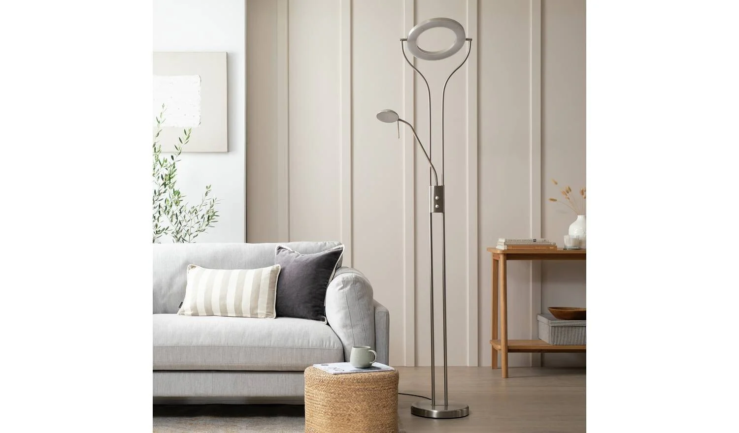 Father & Child LED Uplighter Floor Lamp Chrome Modern Living Room Lighting - Image 3