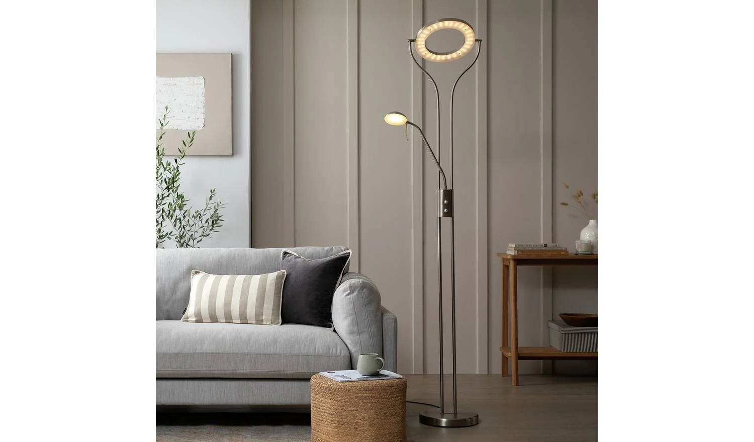 Father & Child LED Uplighter Floor Lamp Chrome Modern Living Room Lighting - Image 4