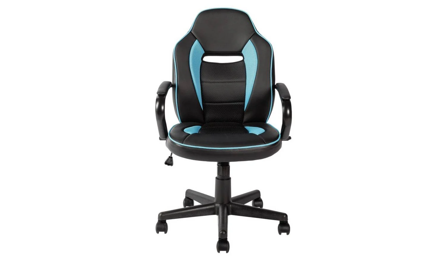 Faux Leather Mid Back Gaming Chair Blue Black For PC Gaming Comfort - Image 3