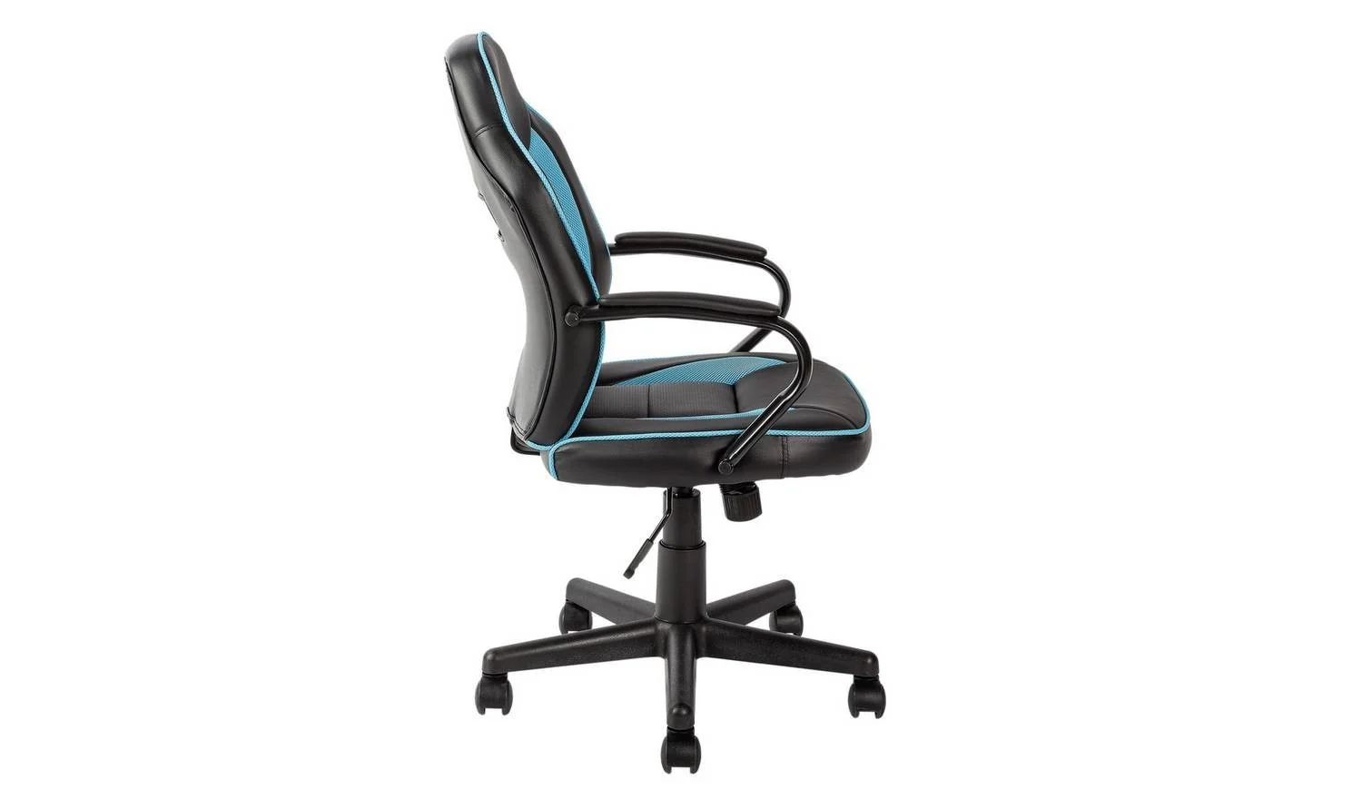 Faux Leather Mid Back Gaming Chair Blue Black For PC Gaming Comfort - Image 8