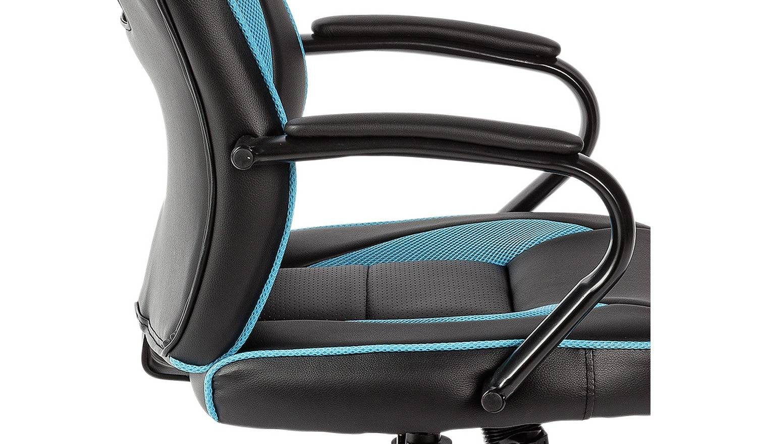 Faux Leather Mid Back Gaming Chair Blue Black For PC Gaming Comfort - Image 9