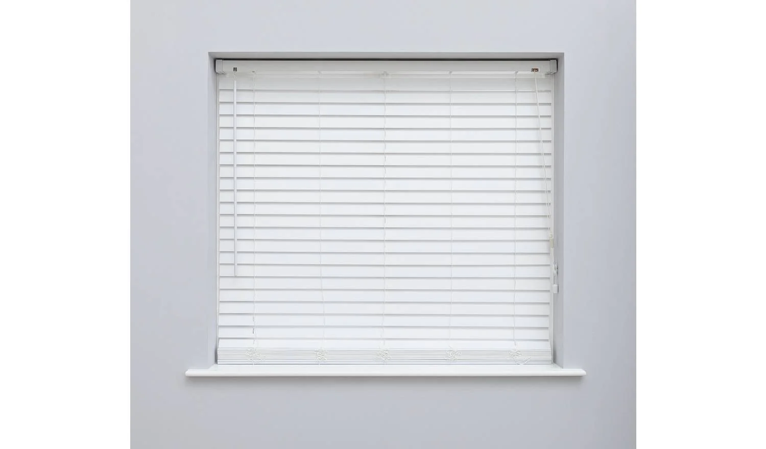 Faux Wood White 25mm Slat Venetian Blind 180x160cm Easy Clean - Image 4