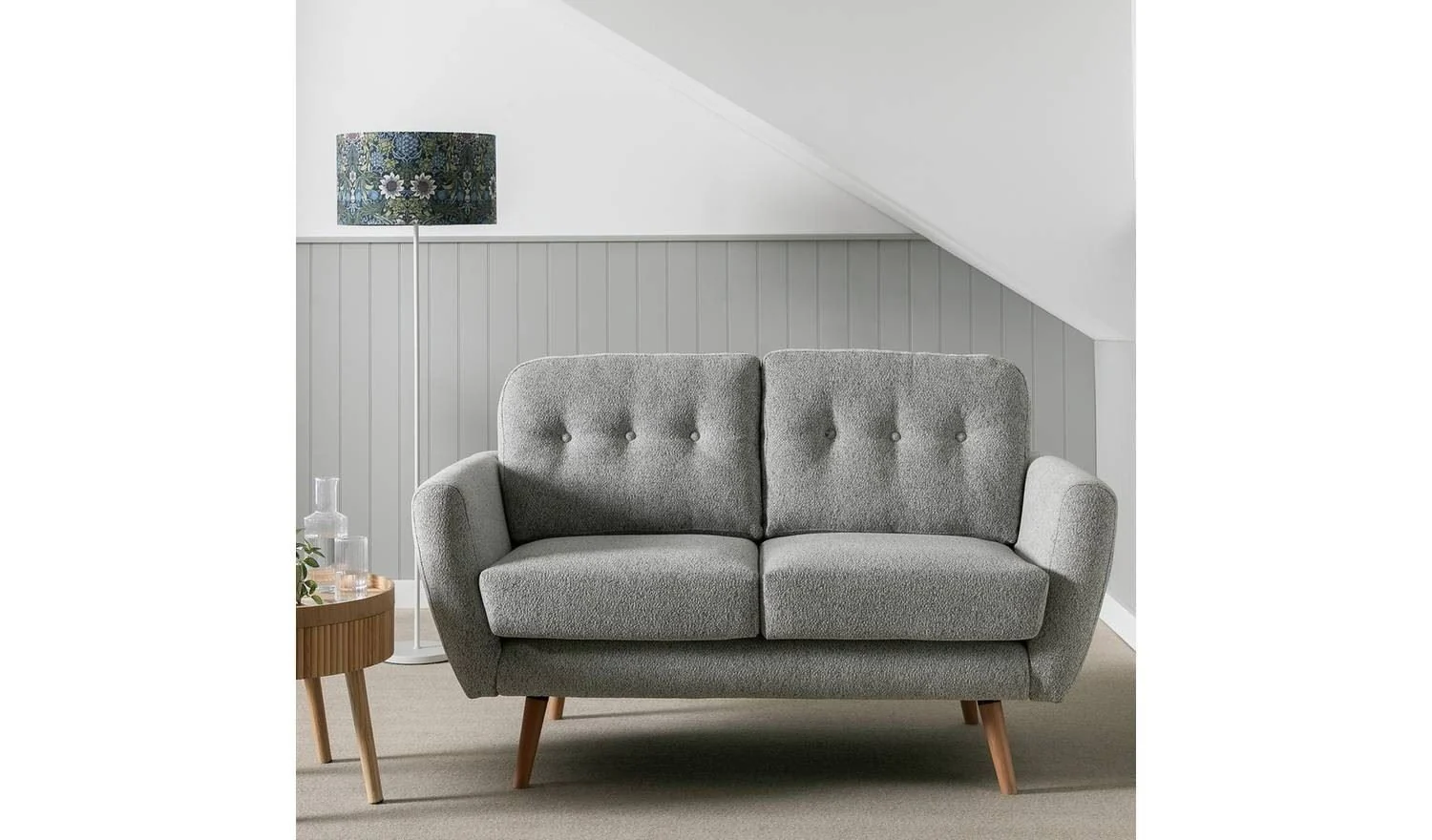 Finney Fabric 2 Seater Sofa in a Box Grey Modern Living Room Furniture - Image 4