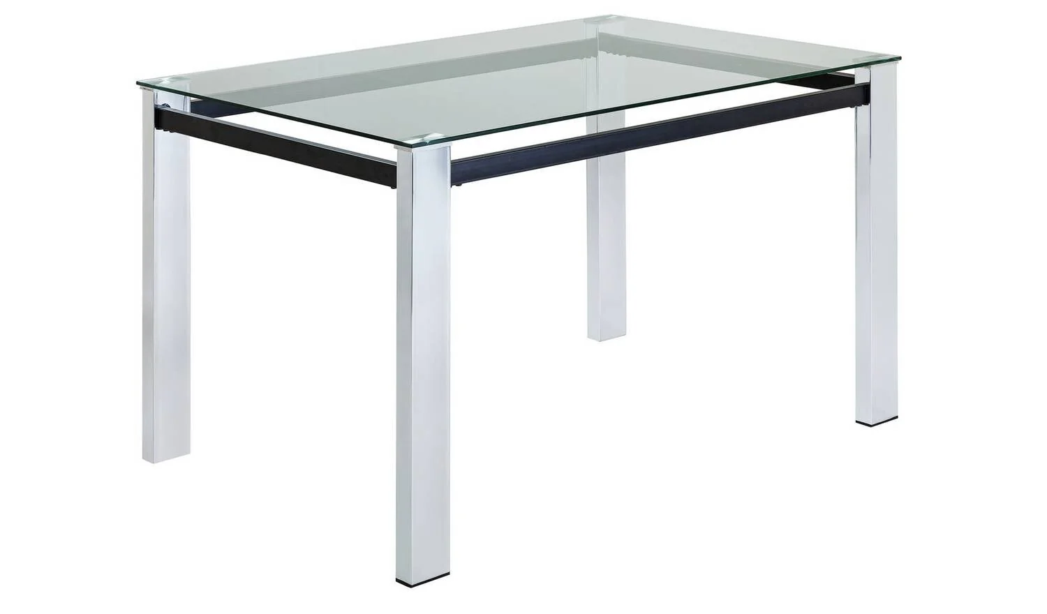 Fitz Clear Glass Dining Table & 4 Black Chairs Modern Kitchen Furniture Set - Image 4