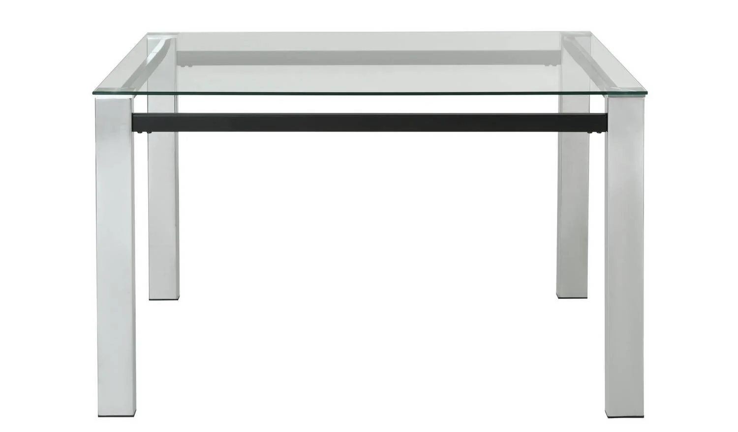 Fitz Clear Glass Dining Table & 4 Black Chairs Modern Kitchen Furniture Set - Image 7