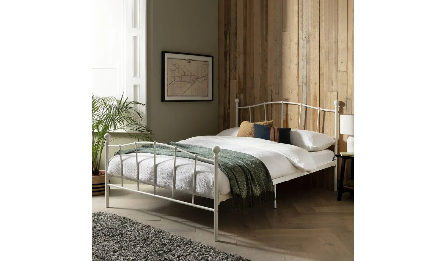 Fleur Double Metal Bed Frame White Easy Assembly Fast Delivery UK - Image 2