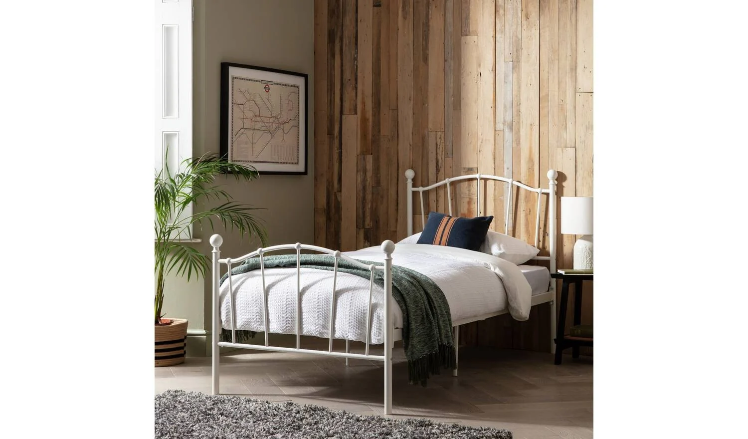 Fleur Single Metal Bed Frame White Bedroom Furniture - Image 2