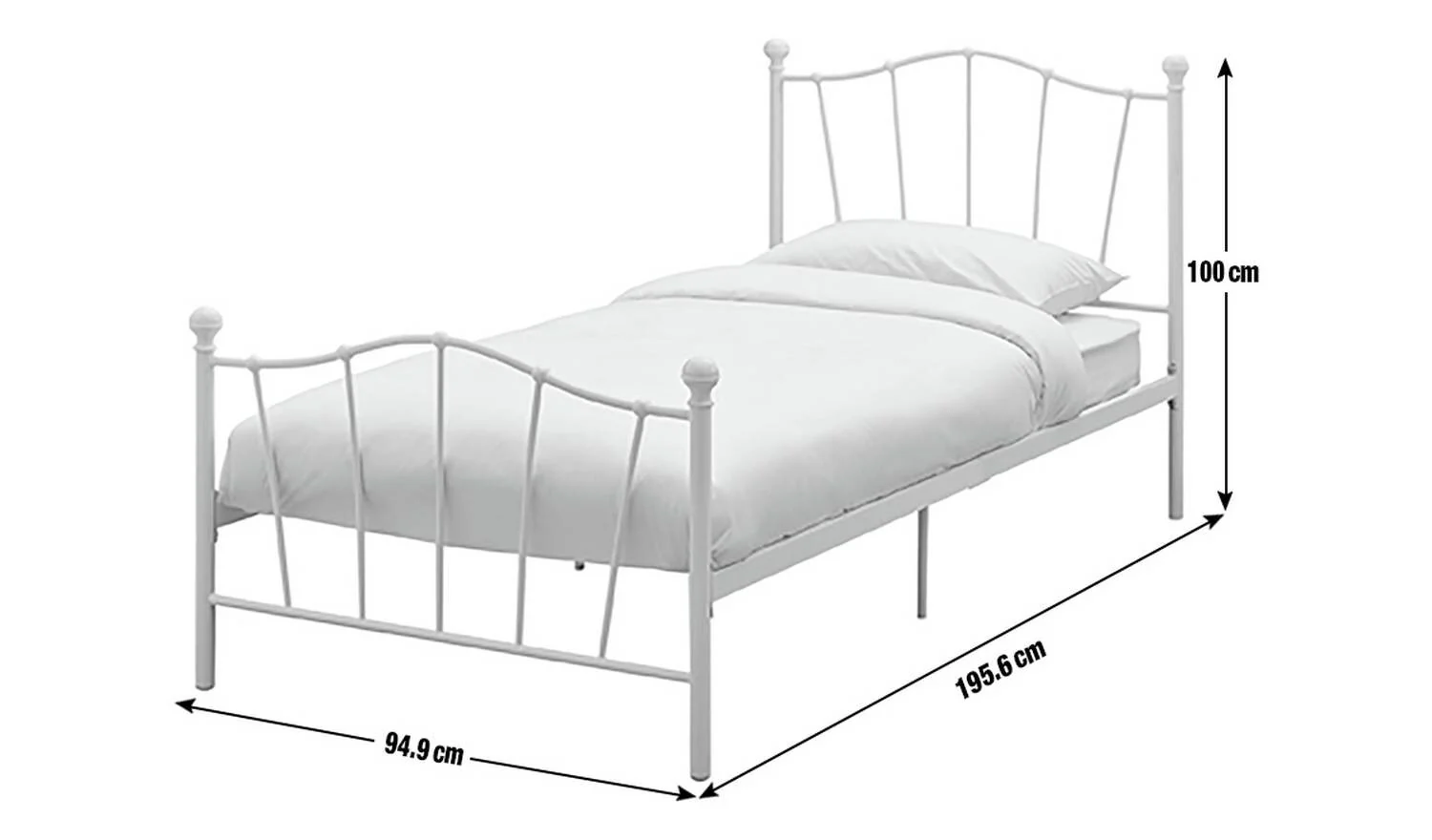 Fleur Single Metal Bed Frame White Bedroom Furniture - Image 3